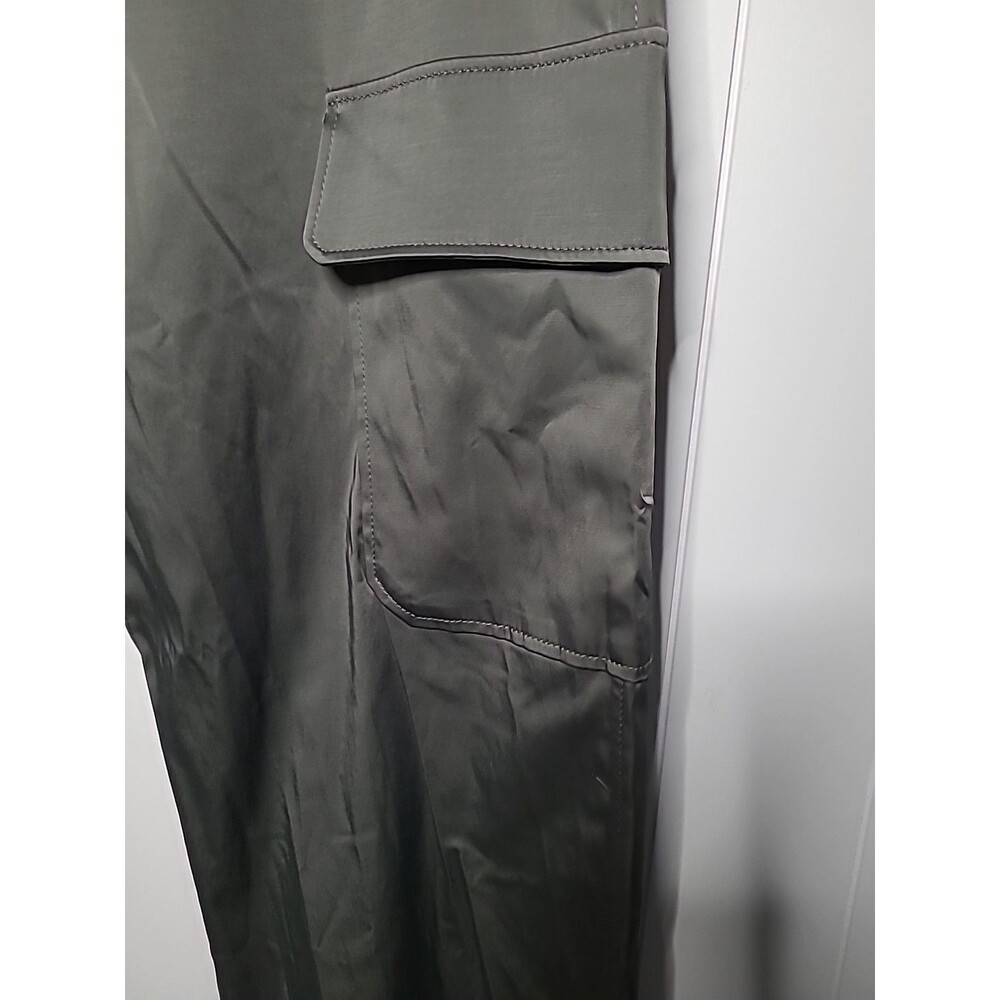 Zara Satin Cargo Pants Womens Size Large Gray Wide Leg New - Picture 10 of 16